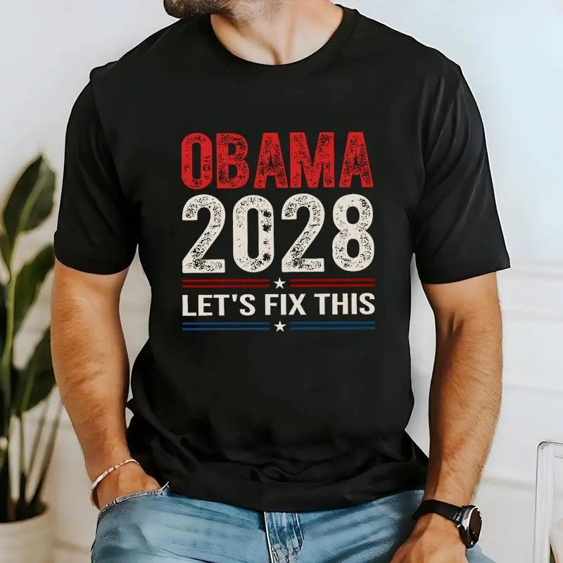Campaign - ready Statement Tee: Gear Up for a Potential Future with the "Obama 2028 - Let's Fix This" Motif