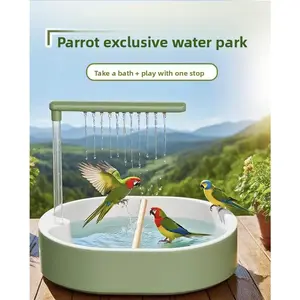 Parrot Bird Bath Basin + Double Row Rain Shower Pipe + Water Pump Automatic Rain Shower Water Circulation Parrot Exclusive Aquarium Outdoor Bathing Let Birds Approach Nature