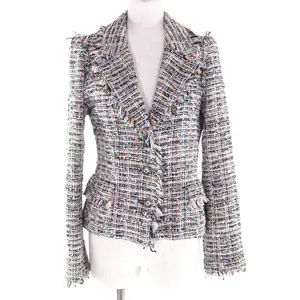Pre-owned CHANEL Cotton Small Leather Goods COCO Button Ribbon Tweed Jacket