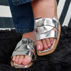 MAKERS SHOES GIA 2 SLIP ON METALLIC SANDALS