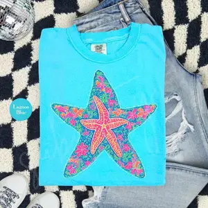 Comfort Colors Summer Starfish Shirt Summer Vacation Tee Aesthetic Preppy Beach Top