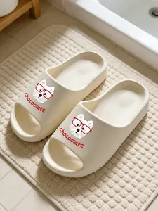 Chic 1 Pair Slides, EVA Material, Casual Street Style, Thick Anti-slip Sole, Westie Dog Print, Women's Indoor Outdoor Slippers