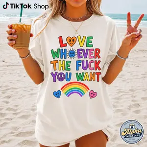 Love Whoever The Fck You Want Shirt, Rainbow Pride LGBT Tee, Funny Gay Pride Month Shirt, Cute Equality Graphic Tee