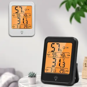 Indoor Thermometer Hygrometer with Backlight, Digital Humidity Temperature Monitor with Max/Min Records, Comfort Indicator, ℃/℉ Switch, Room Thermometer for Home Bedroom Office