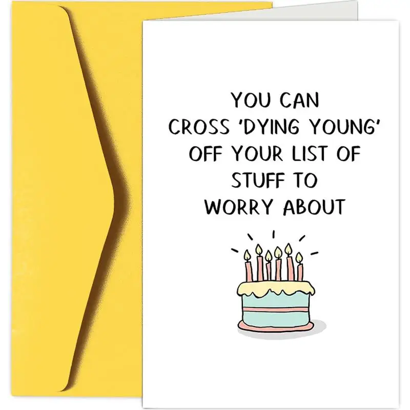 Fun Birthday Card without Pen, 1 Count Slogan Graphic Greeting Card with Envelope, Creative Birthday Gift for Adults