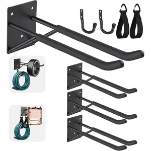 14" Garage Hooks Heavy Duty 8-Pack - Garage Storage System Hooks, Ladder Hooks for Garage Wall & Broom Holder Wall Mount | Non-Slip Tire Rack & Heavy Duty Wall Hooks for  Ladders, Chairs.