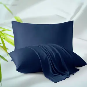 Bamboo Viscose Zippered Pillow Cases King Size Set of 2, 400 Thread Count Cooling Pillow Protectors for Hot Sleepers, Luxurious Hotel Quality - Silky, Soft, Breathable (20x36 Inches, Navy Blue)Gift.