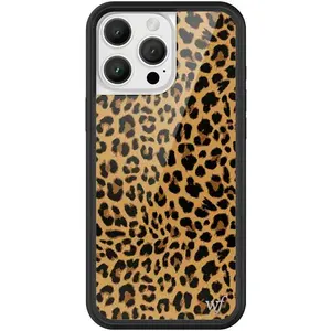 Wildflower Cases - Meow, Compatible with Apple iPhone 16 Pro Max | Leopard Animal Brown Black Spots Cute Trendy - Protective Black Bumper, 4ft Drop Test Certified, Women Owned Small Business
