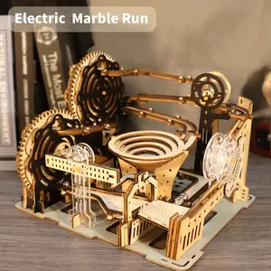 Electric 3D Wooden Puzzle Marble Run - DIY Model Kit for Engaging Craft Project, Perfect Birthday Gift for Kids & Adults