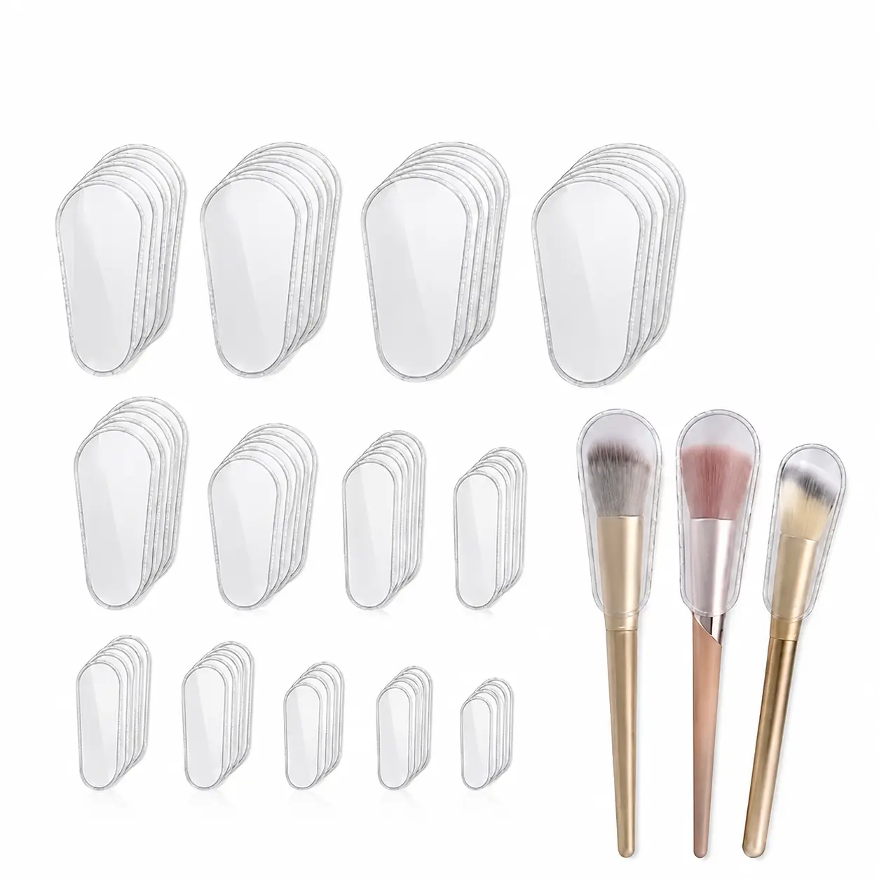 45Pcs Silicone Makeup Brush Covers, 9 Sizes for Travel and Home Storage
