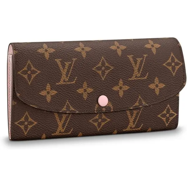 Pre-owned Louis Vuitton Emilie Durable Wallet Monogram Canvas, Pink Interior, Snap Closure, Card Holder, Thoughtful Gift, Fits Comfortably in Most Handbags, Small Leather Goods