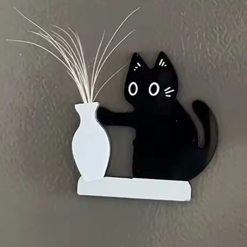 Black Cat Memorial Vase Keepsake Box | Whisker Holder + Fridge Magnet | Pet Loss Comfort Gift for Cat Lovers