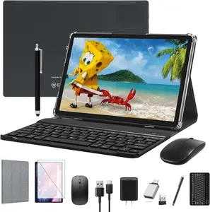 Kids Tablet 10.1 Inch Android 14 Tablet Educational Games for Children, Latest Octa-Core Tablets Parent Control, 64GB ROM+8(4+4)GB RAM/128GB Expandable, 13MP+5MP Dual Camera, 5G WiFi, Bluetooth, FHD IPS Screen, 2 in 1 Tablet with Keyboard, Case, Stylus