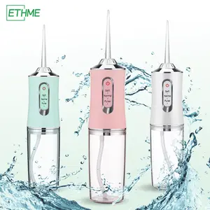 ETHME A8 Portable Burst Pink Toothbrush with Dental Travel Water Flosser Powerful Oral Rinse Cordless and Effective Tooth Cleansing Replaceable Nozzle