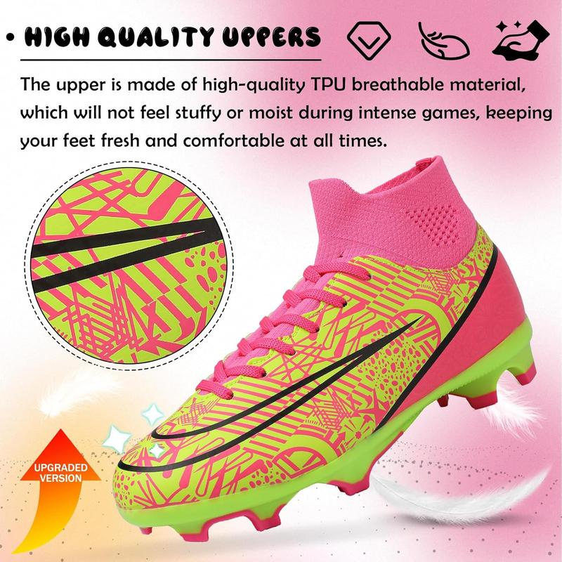 Kids Soccer Cleats Boys Girls Soccer Shoes Firm Ground Football Shoes for Indoor Outdoor Size (Little Kid/Big Kid)