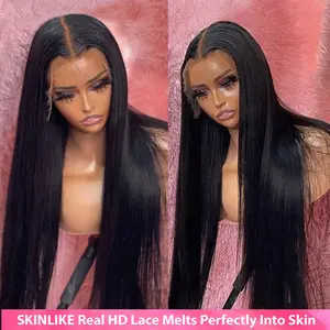 【Hot Sale】Lemoda 13x6 SKINLIKE Real HD Lace Wigs 200% Density Straight 13x4 Full Lace Frontal Wigs 15A Brazilian Straight Virgin Human Hair Lace Front Wig Invisible 0.1mm Ultra-thin Frayed Ends Tiny Knots