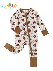 Cotton fiber baby zipper long-sleeved shirt with olive ball print, double zippers, reversible foot cover, soft and breathable fabric, baby one-piece play suit