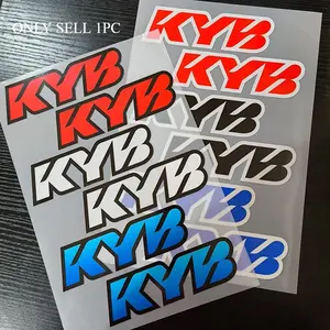 1SET Cool Performance Tuning KYB Brand Sticker For Cars, Stationery, Bags Multi-Color KYB Letter Logo Decor With Bright Brand Logo Line Texture In Daily Use Shows Love For Performance Tuning Brand Style In Details Injects Hardcore Sporty Soul Into Items