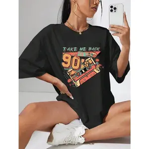 Soft Women's Retro 90's Graphic T-Shirt |   Relaxed Fit, "TAKE ME BACK to THE 90'S" Print, Black, Vintage T Shirts for Spring/Summervintage graphic tees vintage  graphic  tees top  set womens  fashion  tiktok  shop  finds Cotton Womenswear Breathable Day