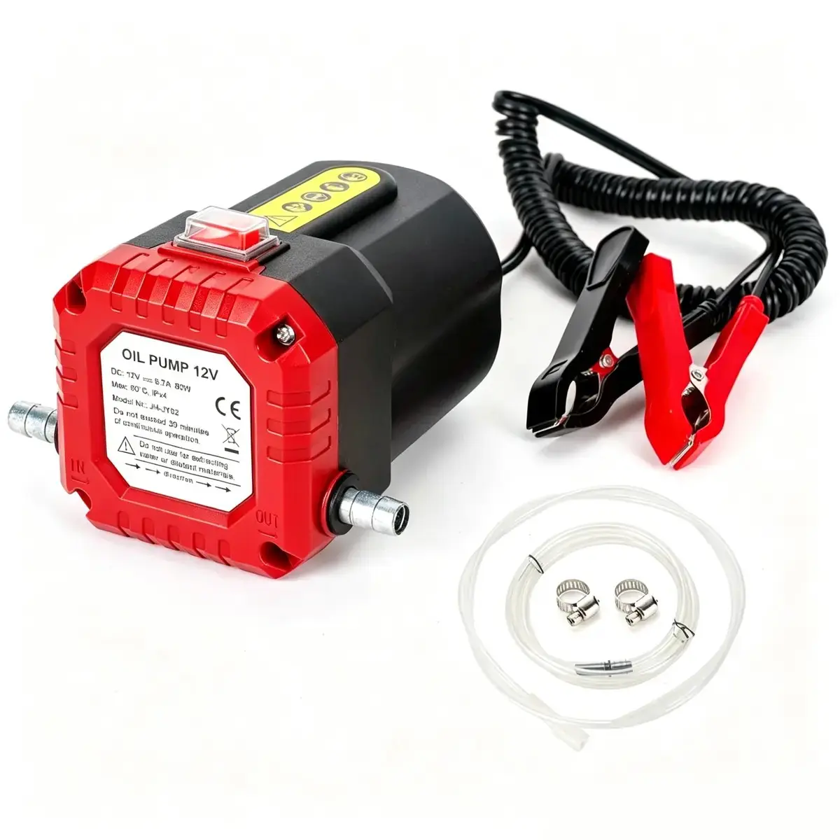 12V 80W Electric Oil Change Pump Extractor, Fluid Transfer Suction Pump for Oil & Diesel, Complete Tube Kit Included, for Truck RV Boat Marine, Red