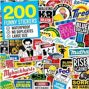 200 PCS Hard Hat Stickers for Adults Vinyl Waterproof Funny Stickers Ideal for Welders Electricians Mechanics Blue Collar Workers Classic Design Easy Application