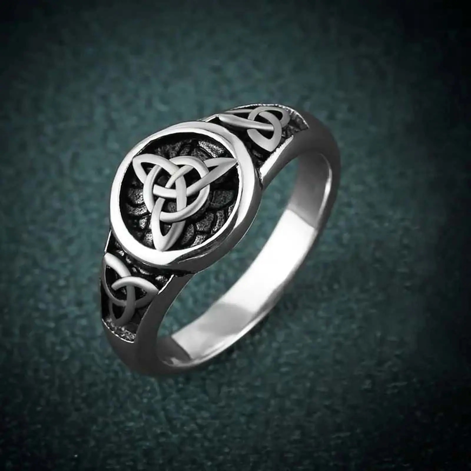 Celtic Amulet Ring with Trinity Knot Design Personalized Jewelry for Men and Women
