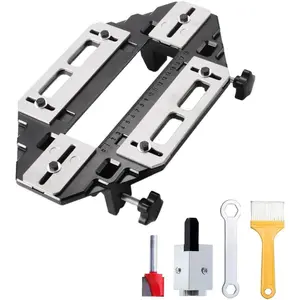 Aluminum Alloy Door Hinge Jig Woodworking Hole Opener Slotting Locator Wooden Door Hinge Hole Guide Door Lock Jig  Door Lock Installation