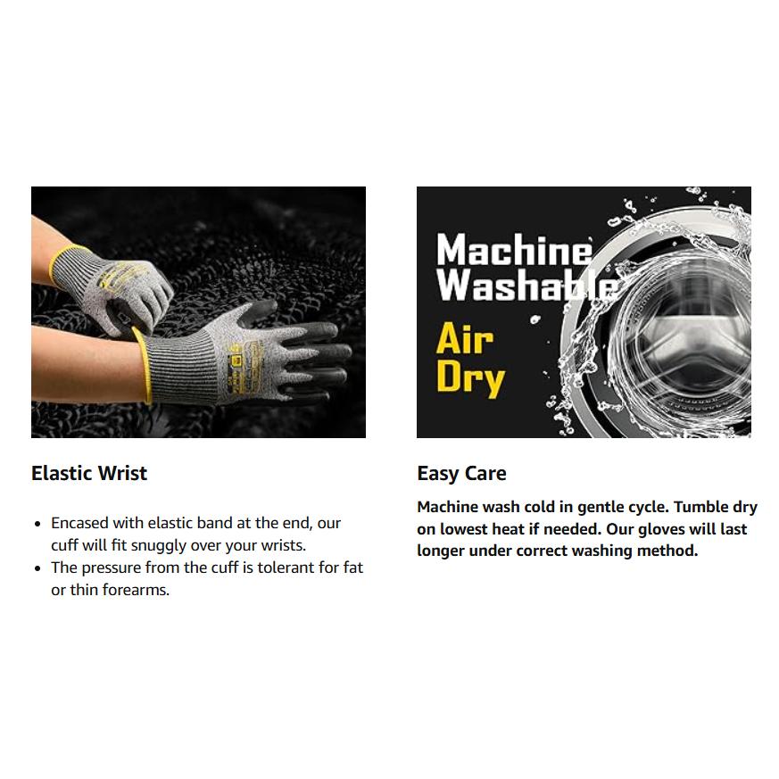 COOLJOB 12/120 Pairs A6 Cut Resistant Safety Work Gloves with Grip, Breathable Lightweight Polyurethane Coated Gloves COOLJOB 12/120 Pairs A6 Cut Resistant Safety Work Gloves with Grip, Breathable Lightweight Polyurethane Coated Gloves
