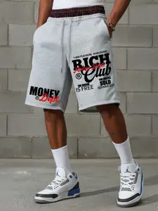 🔥 TikTok Viral Rich Club Money Dept. Graphic Sweat Shorts | Double Waistband Streetwear | Y2K Hip Hop Fashion | Casual Lounge & Gym Shorts for Men | Trendy Aesthetic Street Style