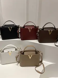 Women's PU Crossbody Shoulder Bag, Colorblock Design, Adjustable Strap, Magnetic Closure, All-Season Fashion Accessory