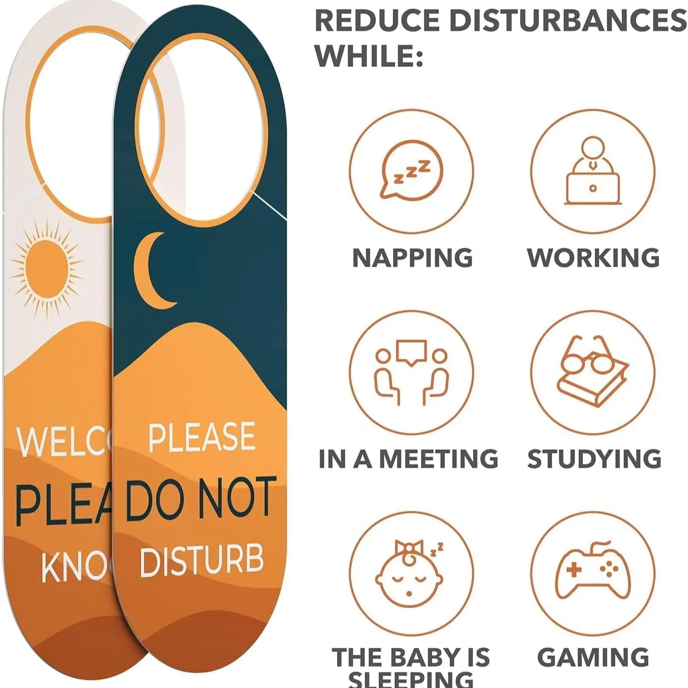 Colorful Double-Sided Do Not Disturb and Welcome Knock Sign, Hotel Door Handle Tag, Office Bedroom Universal Anti-Interrupt Privacy Sign, Signage