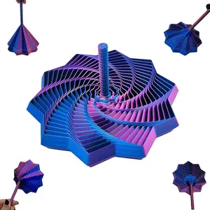 3D Printed Expanded Sensory Fidget Star(1pc), New Whirling Spiral with Handle, Stress Relief Fidgeting Satisfying Sight & Sound with Hypnotizing Visual Fidget Toy Gift