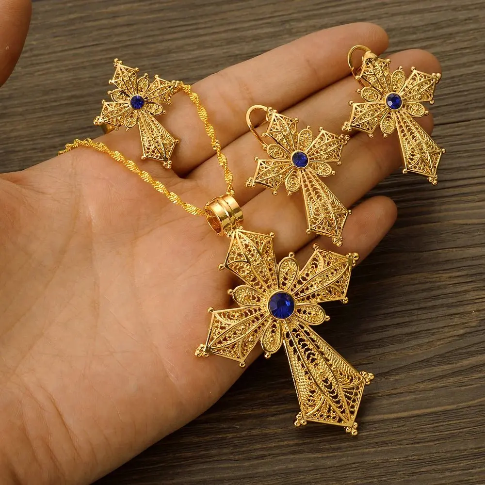 Ethiopian Cross Jewelry Set | Necklaces Earrings Rings &