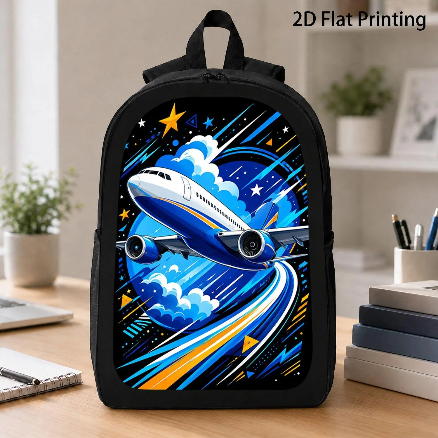 [17 Inch Backpack] 1pc Airplane Sky Graffiti Print Backpack Aircraft Aviation Graphic Backpack Trendy Travel Backpack Fashion Laptop Backpack For Flight Enthusiasts Students