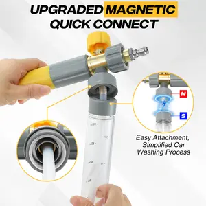 M MINGLE Mini Foam Cannon for Pressure Washer, Magnetic Foam Cannon with Dual Connector, Undiluted Foam Blaster with 5 Nozzle Tips, 1/4 Inch Quick Connect