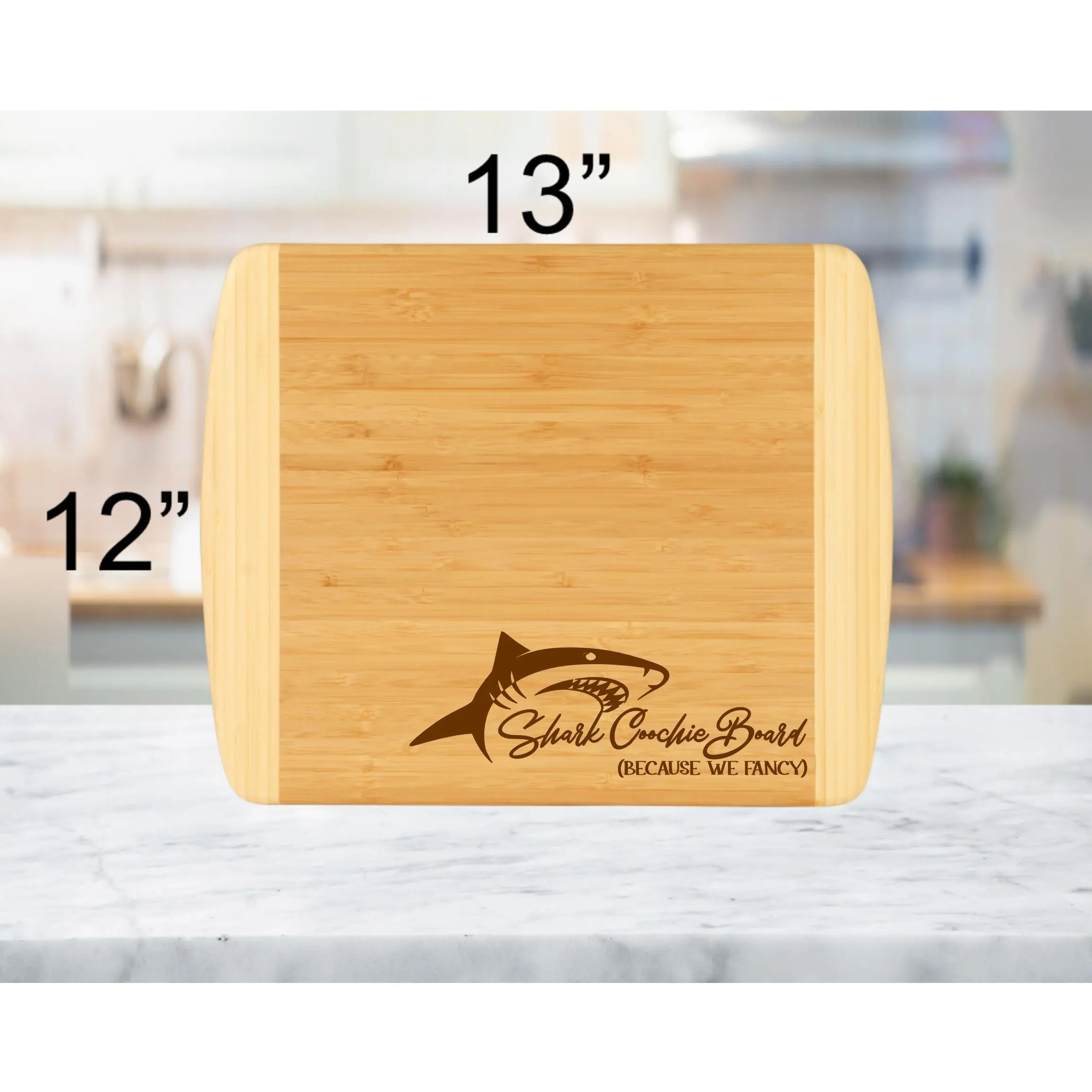 Shark Coochie Charcuterie Board – Bamboo Cheese Board in Multiple Sizes Chopping Knives