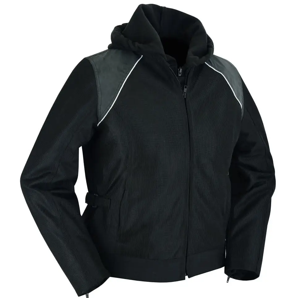 RENEGADE CLASSICS Darkstream™ Women's Mesh Motorcycle Jacket - Black with Black-Tone Reflective Detailing (Professional Sports & Outdoor Cycling Apparel)