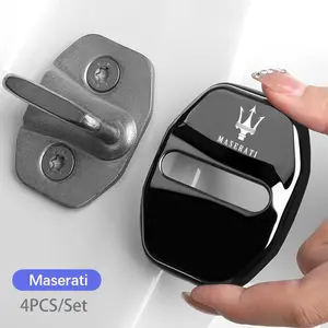 4Pcs Car Door Lock Buckle Protective Covers Stainless Steel Antirust Cover For Maserati Levante Ghibli MC20 Grecale Quattroporte GranTurismo President GranCabrio Coupe Spyder Automotive Accessories