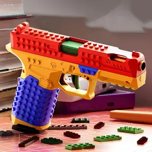 Tactical DIY Building Block Handle Set Contains 120 plastic bullets and 12 shells  Children's Toy Gun for Outdoor Teamwork Games Birthday & Christmas Gifts,Suitable for children over 14 years old Collaborative Tactical Building Block Set