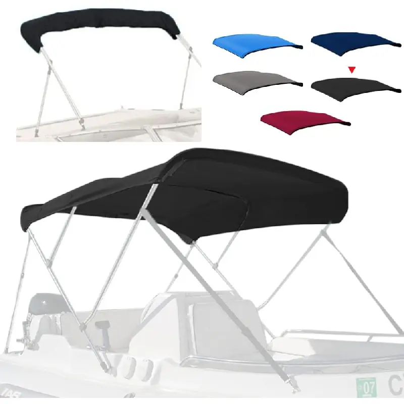 4 Bow Marine Grade Fade and Crack Resistant Bimini Top Replacement Cover, Heavy-Duty Waterproof and UV-proof Sun Shade Boat Canopy, Easy Install Zipper Sleeve Boat Awning/Without Frame,Black Outdoor boat accessories