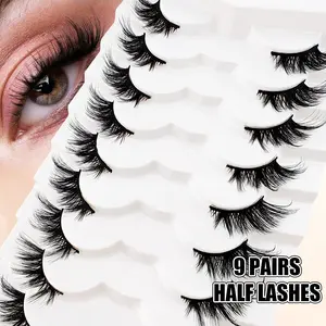9 Pairs Half Eye False Eyelashes Cat Eye Look, Natural Looking Semi-Lash Extensions, Perfect for Daily Wear & Special Occasions, Cosmetic