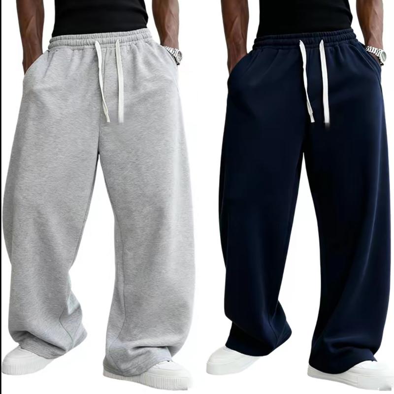 Casual Loose Drawstring Pants, Comfortable Fleece Fabric, Elastic Waistband with Drawstring Design, Suitable for Casual Gatherings, Street Style, and Everyday Wear, Stylish Casual Long Pants, an Ideal Choice for Autumn and Winter.