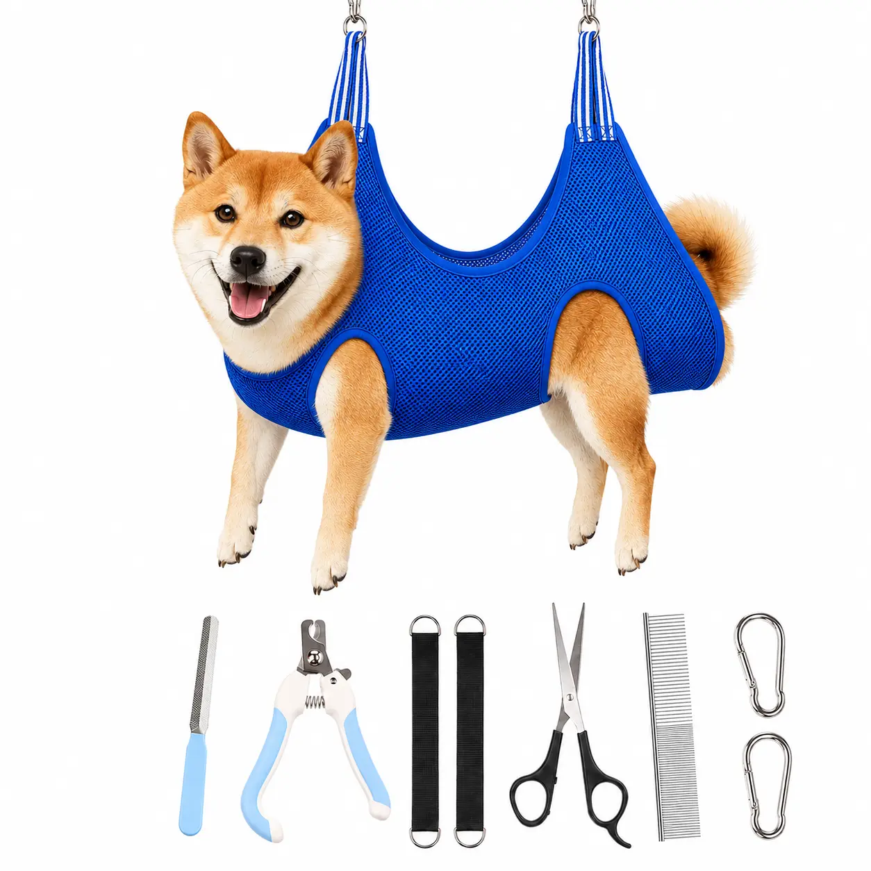 QUBIXPAW-Pet Grooming Hammock ,Dog & Cats Grooming Hammock Kit for Easy Nail Trimming, Pet Care Sling with Grooming Tools, Home Grooming Helper for Small Dogs & Cats
