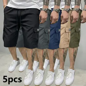 Men’s Five-Piece Cargo Shorts Set — Black/Gray/Navy/Khaki Green, Multi-Functional Casual Wear, Bottoms Only, Everyday Men’s Workwear Shorts, Spring Statement