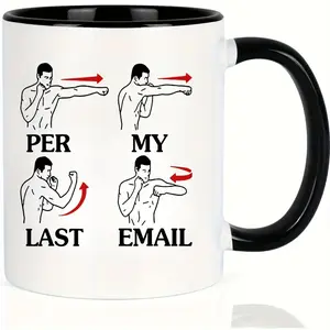1 "Per My Last Email" Humorous 11oz Ceramic Coffee Mug with Black Handle - Dishwasher & Microwave Safe, Ideal Gift for Friends, Coworkers, Family, Coffee Cup