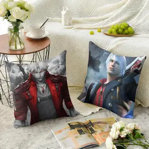 PIKPAKA Video Game D-devil May Cry Cushion Cover Organic linen, breathable and skin-friendly, invisible zipper Eco-friendly double-sided printing，Washable and mite-removing, durable DIY fabric ，The perfect gift for home decor enthusiasts