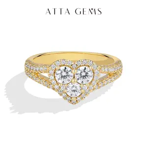 ATTAGEMS Romantic Heart-Shaped Design 3.75mm Round Cut Lab-Grown Moissanite Ring for Women 925 Sterling Silver Ring Engagement Anniversary Party Summervibes Love Gift Fine Jewelry R406 summerwins,summerwins