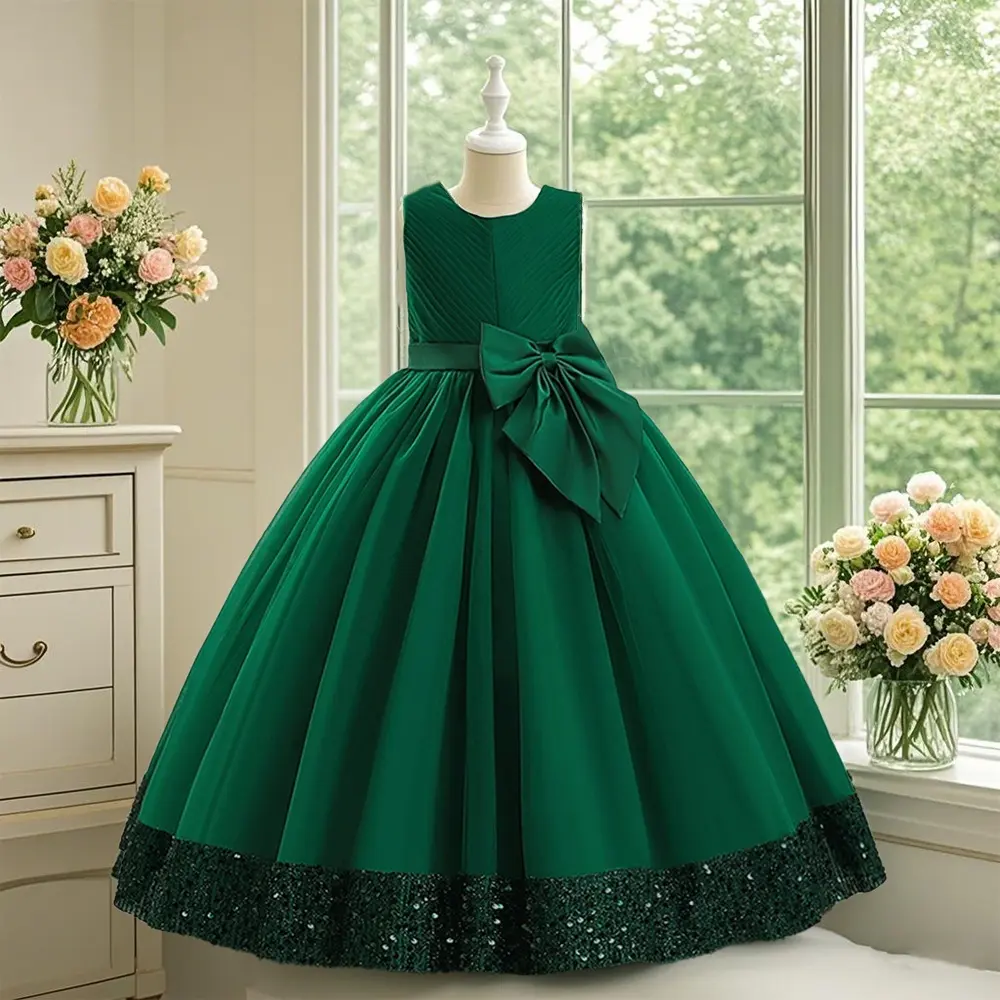 399 Girls Princess Dress Bridesmild Long Dress Clothes Kids Birthday Party Flower Girls Dresses For Weddings