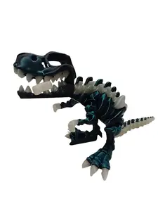 T-Rex Dinosaur Skeleton 3D Printed Figurine with Bone and Glow-In-The-Dark Parts