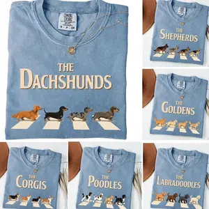 Blue Jean Custom Dog Walking Shirt, Personalized Dog Lover Tee with 50+ Dog Breeds, Funny Pet Mom and Dog Dad Gift, Corgi Dachshund German Shepherd Golden Retriever Labradoodle Poodle Graphic Shirt for Men Women CI8